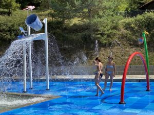 View of the UV Resistant Aquatic Surfaces on a beautiful splash pad