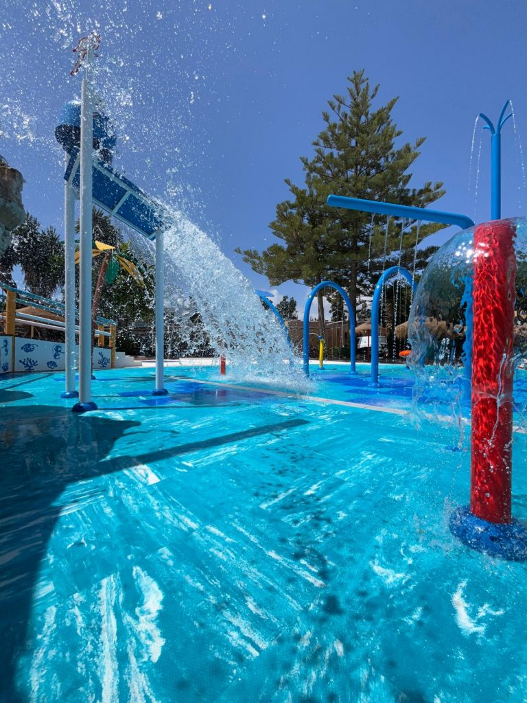 Close up view of slip resistant aquatic surfaces in a Water Park